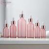 Dropper Bottles Refillable 5-100ML Rose Gold Lid Cosmetic Container Glass Aromatherapy Liquid For Essential Massage Oil Pipette