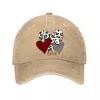 Printed Heart Decor Buffalo Plaid Leopard Striped Washed Baseball Cap Outdoor For Womens Unisex FeUnisex