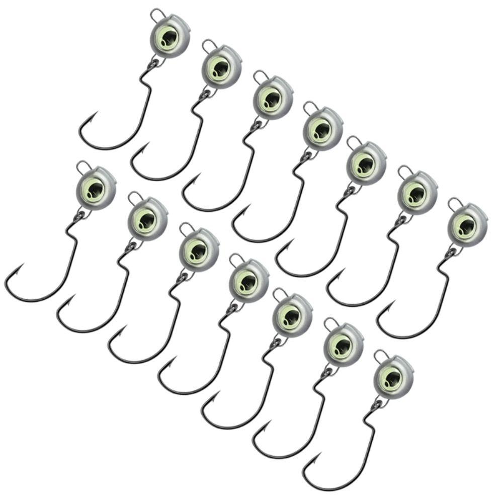 10PCS Metal Fishing Worm Lure Hooks Silver Seawater Freshwater Fishhook Swing Jig Tackle  Fishing