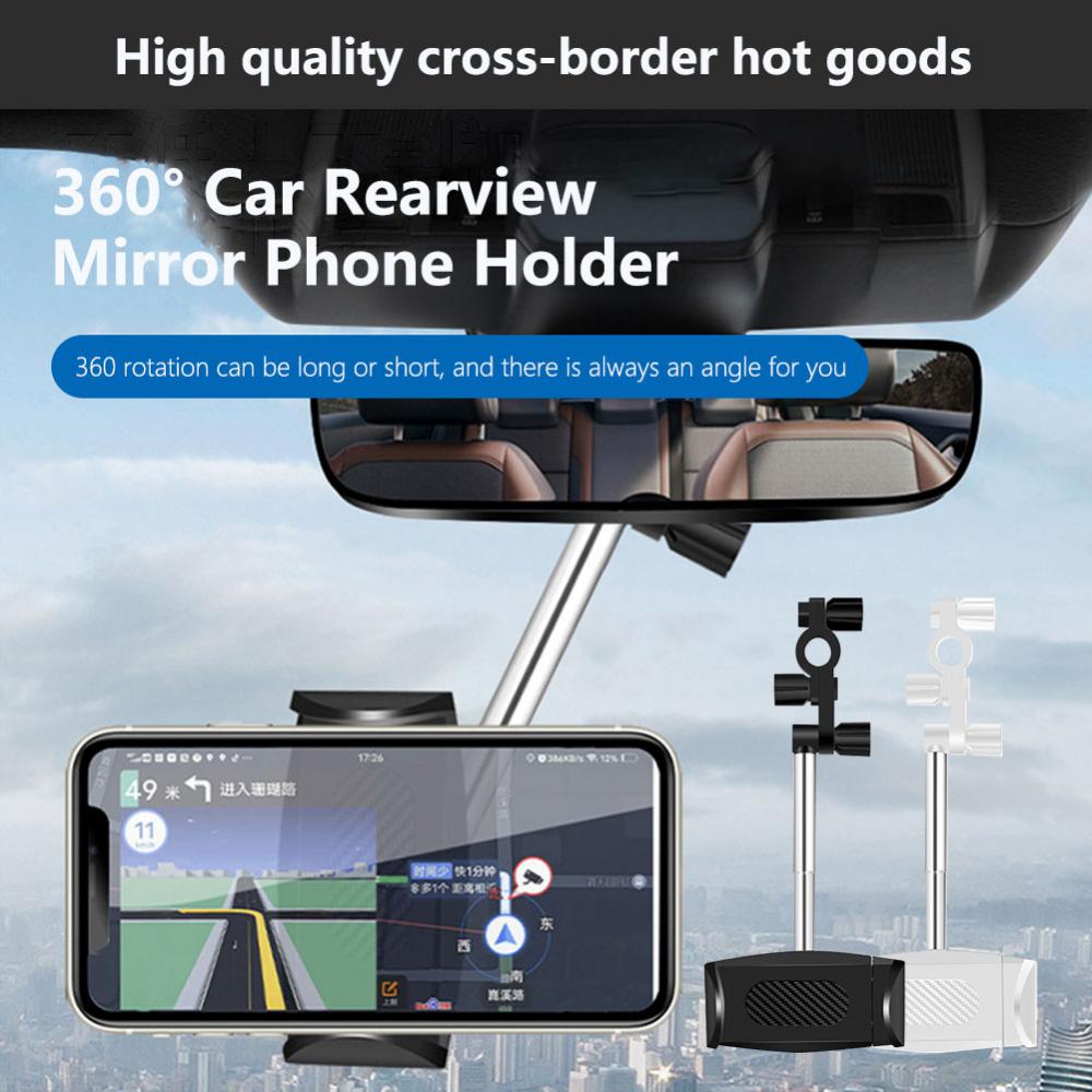 Universal Car Phone Holder Multifunctional 360 Degree Rotatable  Rearview Mirror Seat Hanging Auto Phone Bracket Mount Holder