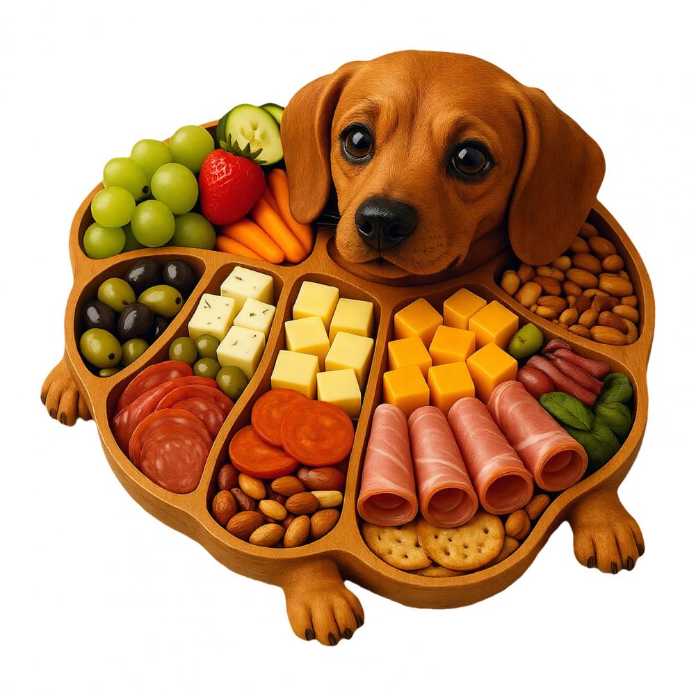 

Wooden Serving Tray Cheese Meat Board Rustic Wooden Dog Serving Tray with Compartments Farmhouse Cheese Meat Snack for Parties