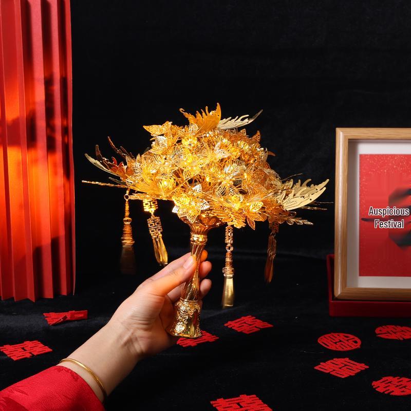 Goldenes Handstrauß DIY-Set: Hochwertiges goldenes Braut- & Brautjungfern-Geschenk für eine chinesische Hochzeit
