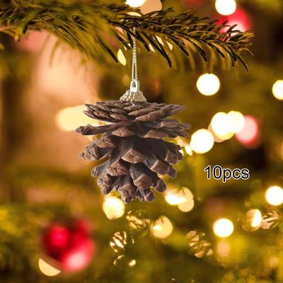 10pcs Christmas Pine Cone Pendants Cones Decorating Tree for Gift Tags