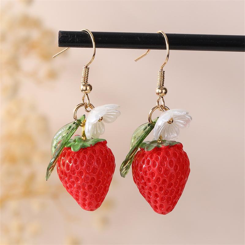 Cute 3D Fruit Pendant Earrings Vibrant Color Y2K Fashion Jewelry for Teen Girls Daily Outing Party Gifting