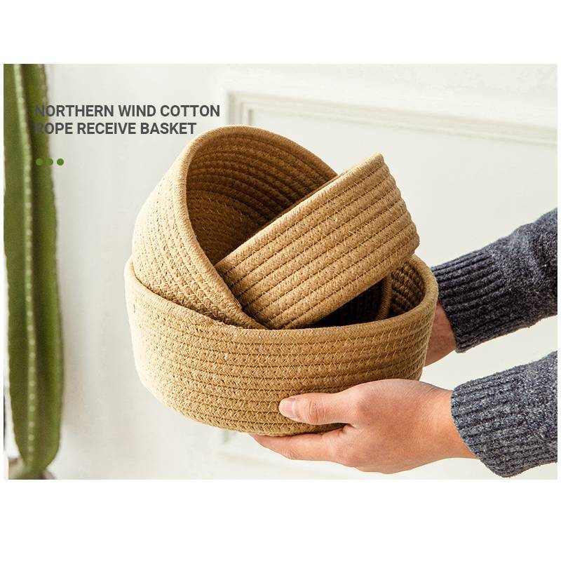 Cotton Ecofriendly Storage Basket With Multiuse Organizer For Home Office And Vanity