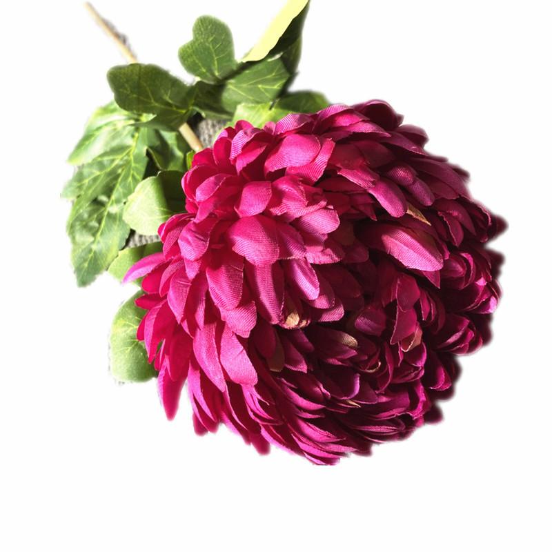 5pcs Artificial Chrysanthemum Flower Branch Faux Silk Pineapple Chrysanthemum with Long Stem for Wedding Floral Arrangement