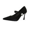 Spring and Summer Women's Casual High-heeled Shoes Leather Shoes Temperament Comfortable Wear-resistant High Heels