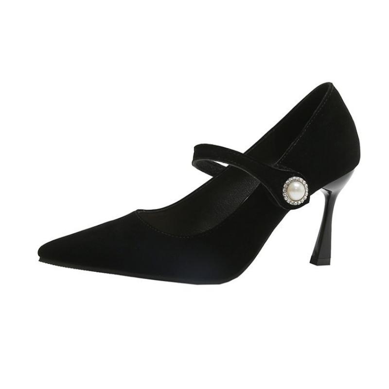 Spring and Summer Women's Casual High-heeled Shoes Leather Shoes Temperament Comfortable Wear-resistant High Heels