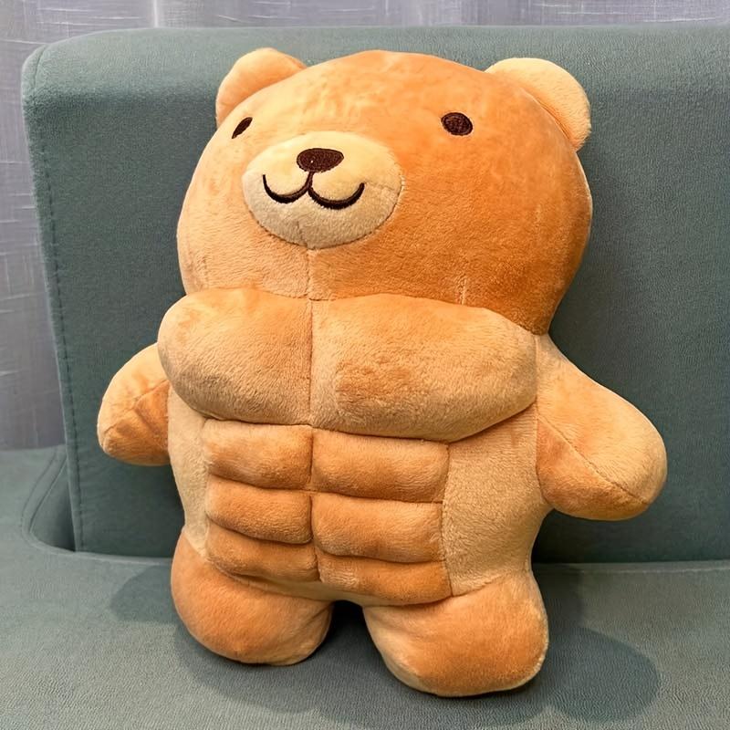 MINISO Cute Big Muscular Teddy Bear Plush Toy, Fun Plush Pillow, Cute Soft Plush Lion Animal Doll