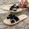 Summer women's casual slippers new outer wear bow flat bottom round head word beach sandals