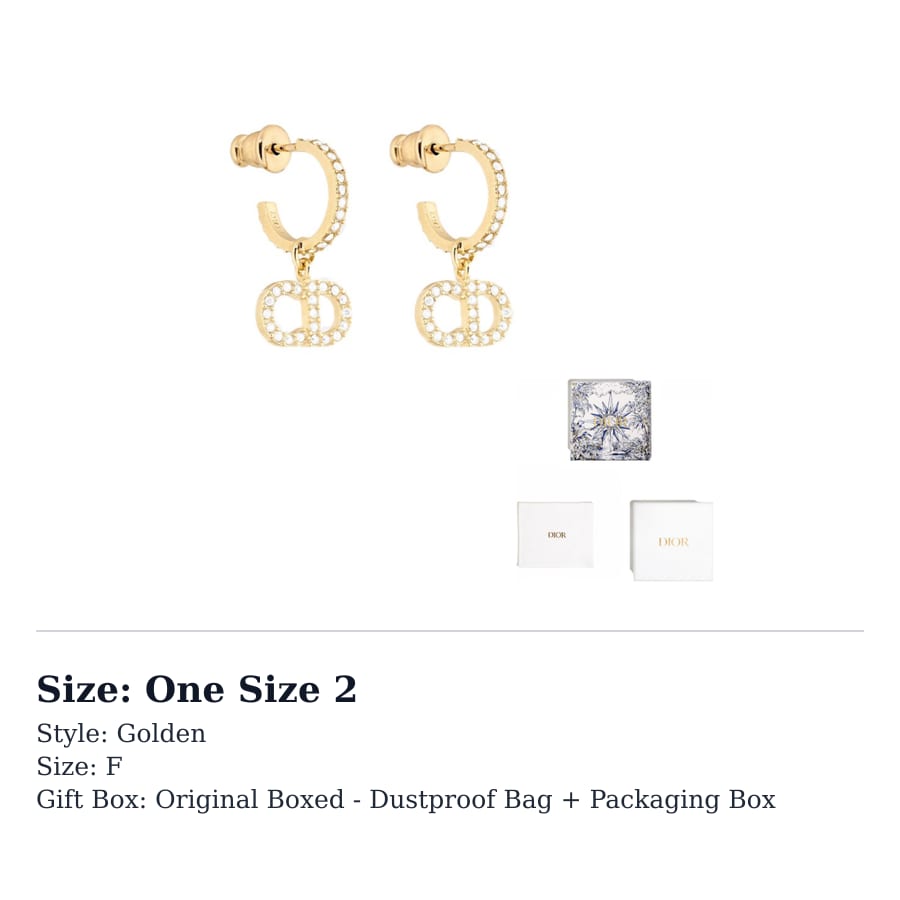 Dior Metallic White Crystal Earrings Women's Gold E1740CDLCY-D301
