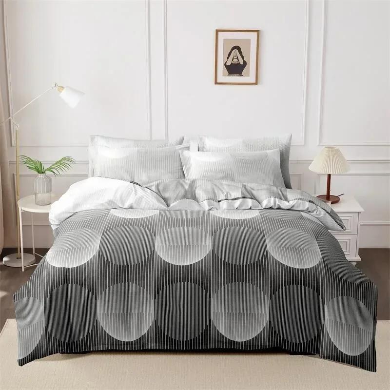 3pcs Printed Brushed Duvet Cover Pillowcase Three Piece Set High Quality Skin Friendly Fabric Bedding Cover (without Bed Sheet)