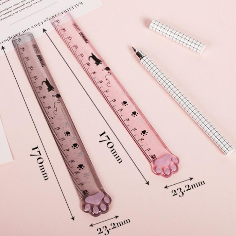 1pcs Cute Kitten Cat Claw Ruler Stationery Fun Drawing Gift Office School Measurement Drawing Ruler