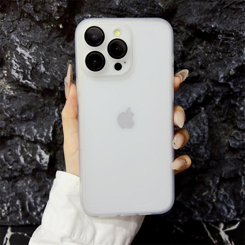 Luxury 2-in-1 Frosted Ice Mist case for iPhone 15 Pro Max 14 Plus 13 12 11 Pro All-inclusive Fall protection case with lens film