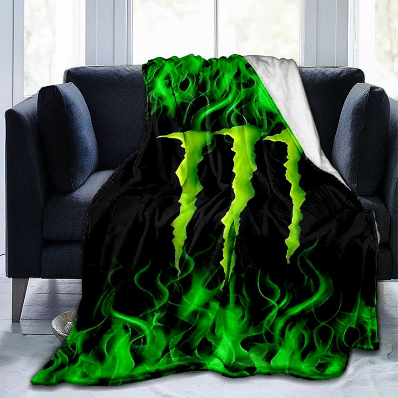 Výkonná energetická nápojová logo deka Vhodná na pohovky, postele, kancelárie a kempovanie - Perfektný darček na Halloween Vianoce