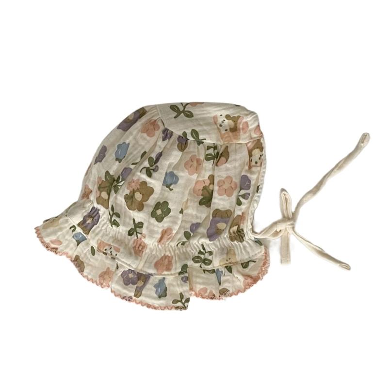

Детская летняя шляпа для малышей, кружевная шапка-ушанка, шапочка-боннет из хлопка для маленькой девочки, шапочка принцессы, шляпа для защиты от солнца для младенца