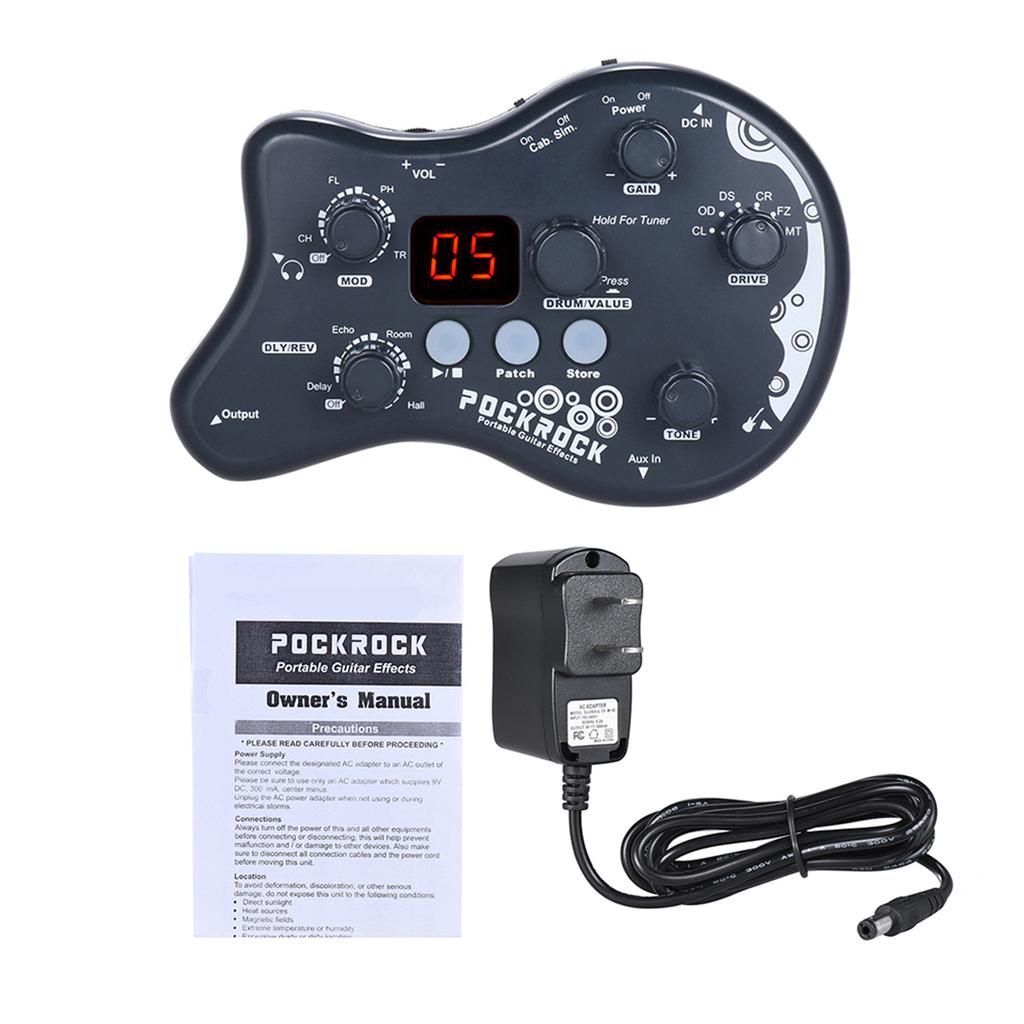 PockRock Portable Guitar Multi-effects Processor Effect Pedal 15 Effect Types 40 Drum Rhythms