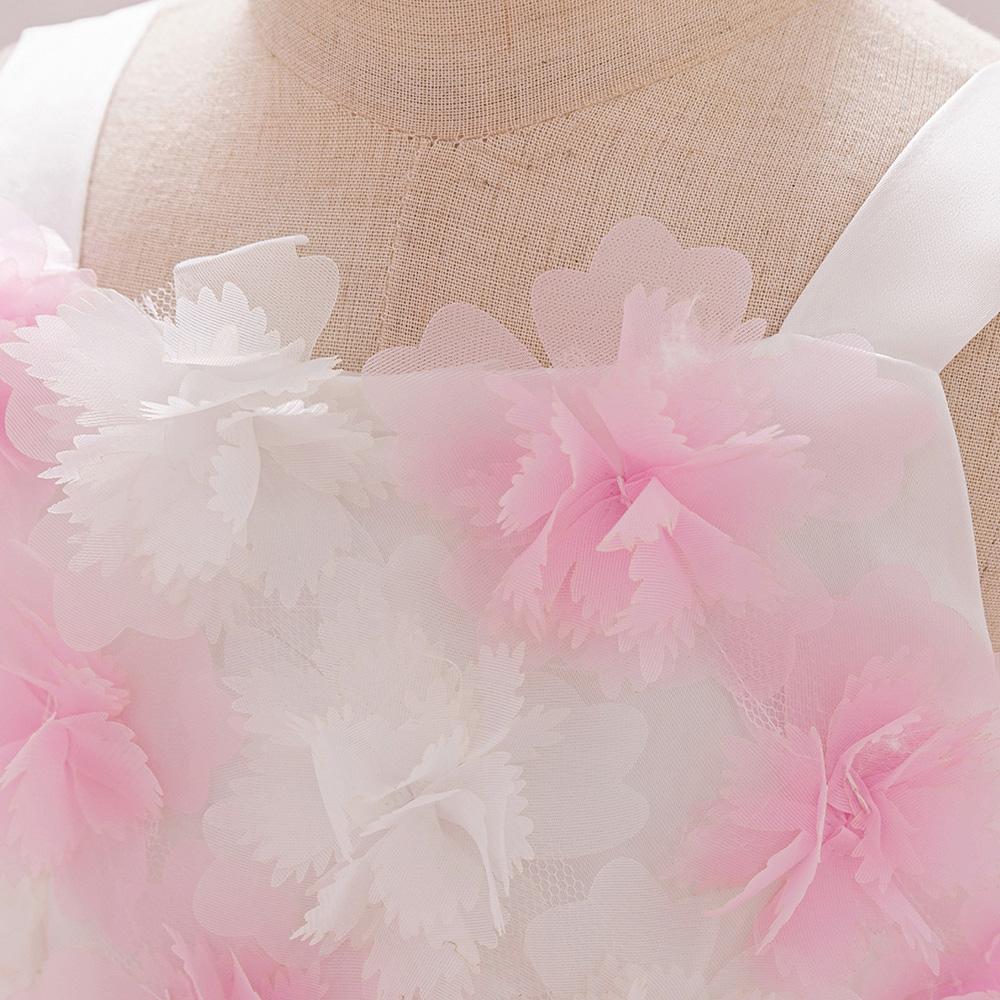 Baby Pink Flower Girl Dresses Toddler Tulle 1st Birthday Party Wedding Gown Bow Bridemaid Princess Prom Dress for Girls Costumes