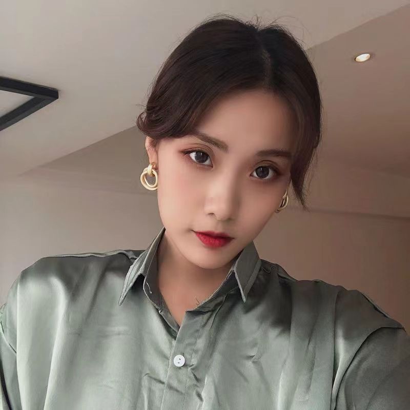 Summer Minimalist Round Metal Geometric Design Stud Earrings for Women, Simple Casual Vintage Dainty Jewelry for Women