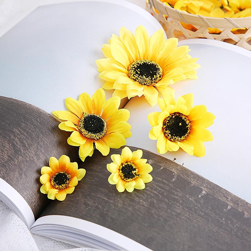 10pcs Beautiful Silk Sunflower Artificial Daisy Flowers Head For DIY Wedding Decoration Home Wreath Scrapbooking Accessories