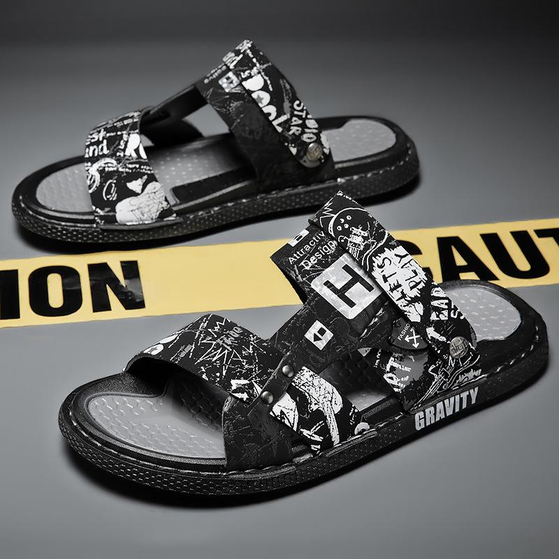 Men's Trendy Sandals Fashion Korean Version Versatile Beach Sandals Non-slip Soft Sole Dual-purpose Driving Outside Slippers