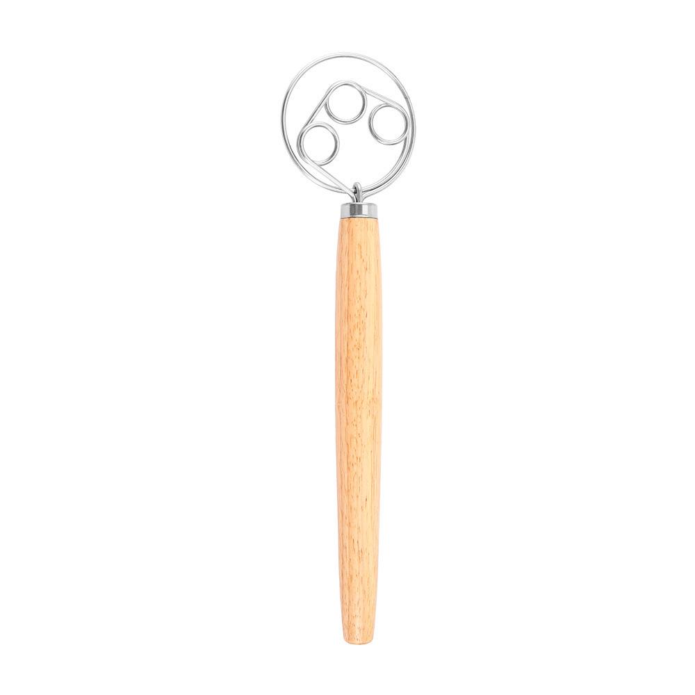 Oak Handle Danish Dough Whisk & Flour Sifter with Stainless Steel Coil Egg Beater