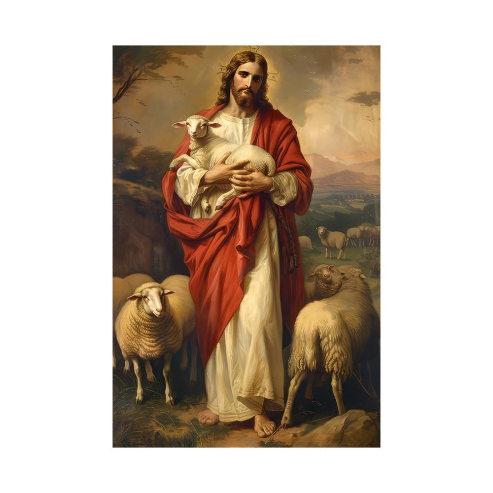 Jesus Herding Sheep Canvas Art Classic Christian Religious Wall Decor Poster Print for Home Decoration