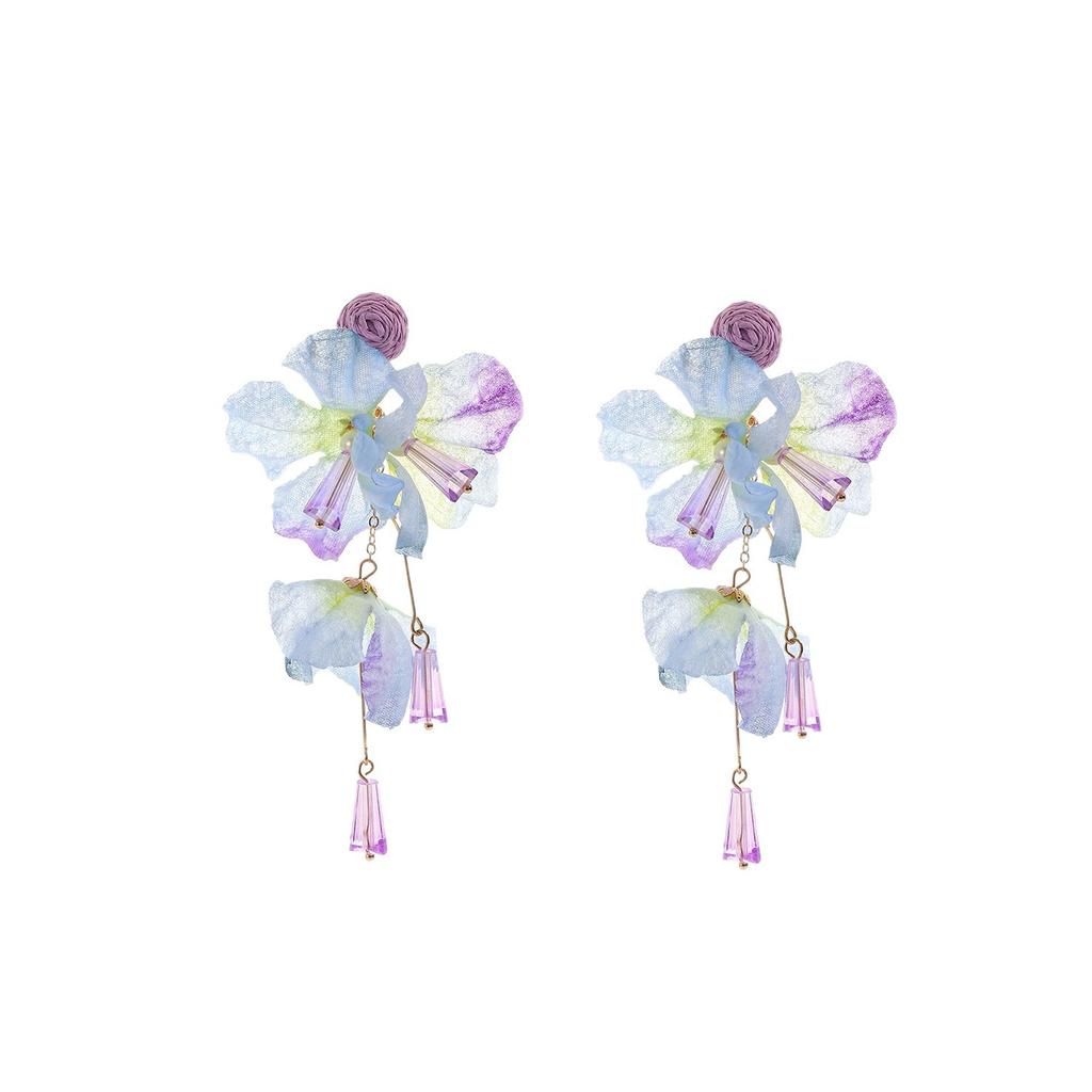 2026 Summer New Handmade Multi-layer Pink Floral Tassel Earrings, Vintage Ethereal Women Earrings