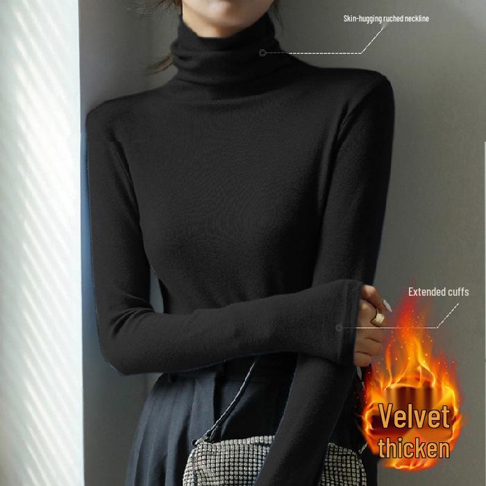 Women's Slim Fit Fleece Turtleneck - Autumn/Winter Long Sleeve Base Layer