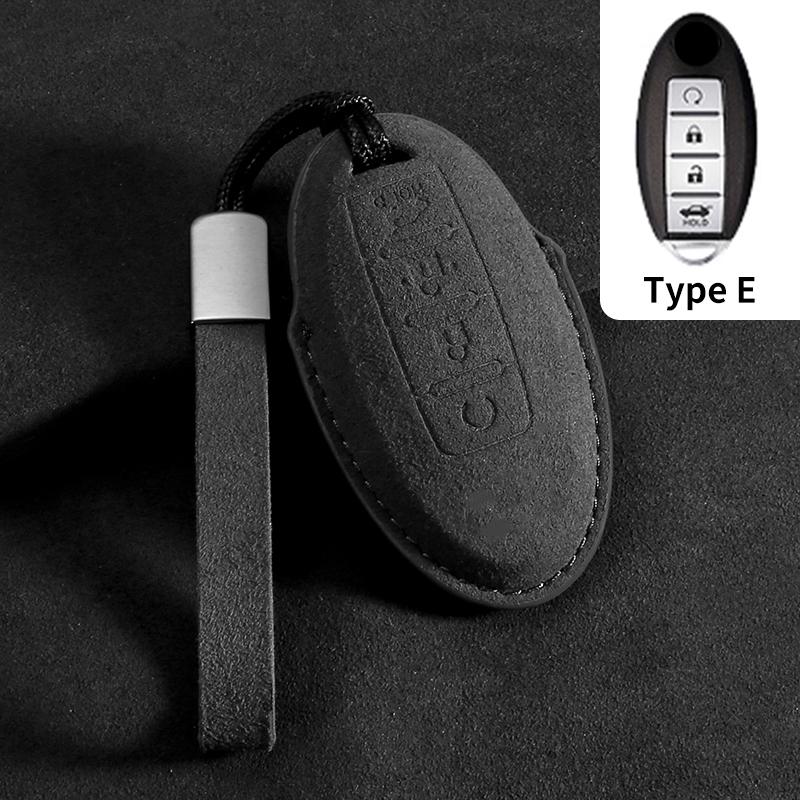 Suede Car Key Case Cover Fit For Q50 Q60 Q70 Qx50 Qx60 Qx70 G25 Fx Jx35 Fx25 Fx35 Ex37 Non-Oem Key Fob Protector