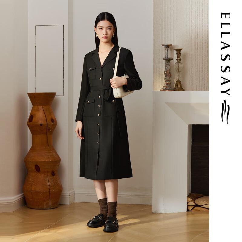 

ELLASSAY Women s Wool Blend Single-Breasted Midi Dress S