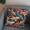 2D Colorful Goldfish Aquatic Pattern Pillow Cover Pattern Cushion Cover Suitable For Sofa Bedroom Car Pillow Cover