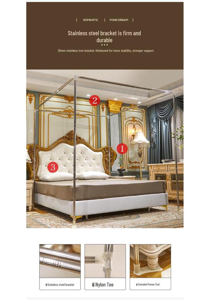 Double Layer Blackout Curtain Mosquito Net with Stainless Steel Bracket - Floor-Standing Design