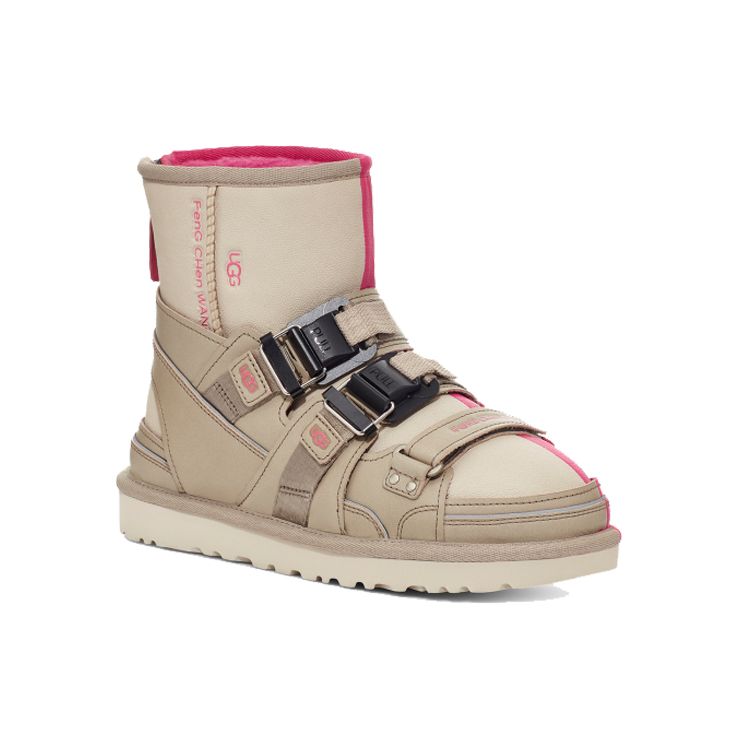Feng Chen Wang X UGG PU Warm Non-Slip Outdoor Casual Mid-Calf Snow Boots Women Boots Pink 1130070-PINK