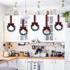 Mini Christmas Cabinet Wreaths 5.1 Inch Small Kitchen Xmas Decor with Red Ribbon Bow Window Door Office Holiday Decoration