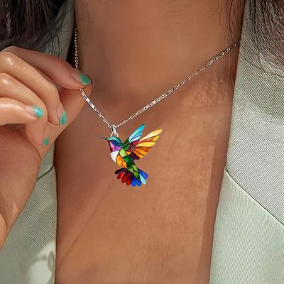 Collana Colibrì Gioielli Per Donne Squisiti Regali di Anniversario Per Persone Care Collana Lega Colorata