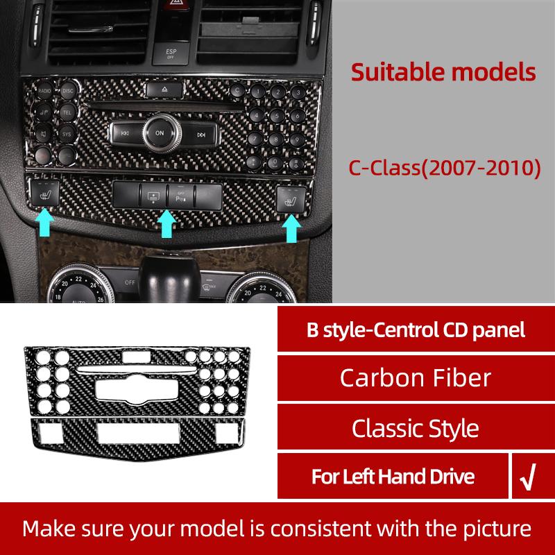 BETTERHUMZ For Mercedes Benz W204 C Class Accessories Carbon Fiber Central Control Gear Shifter Panel Trim Sticker Car Interior