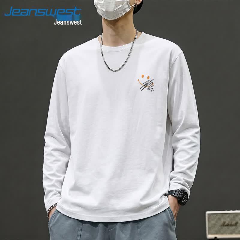 Jeanswest Men's Long Sleeve Heavyweight Cotton Smiley T-Shirt