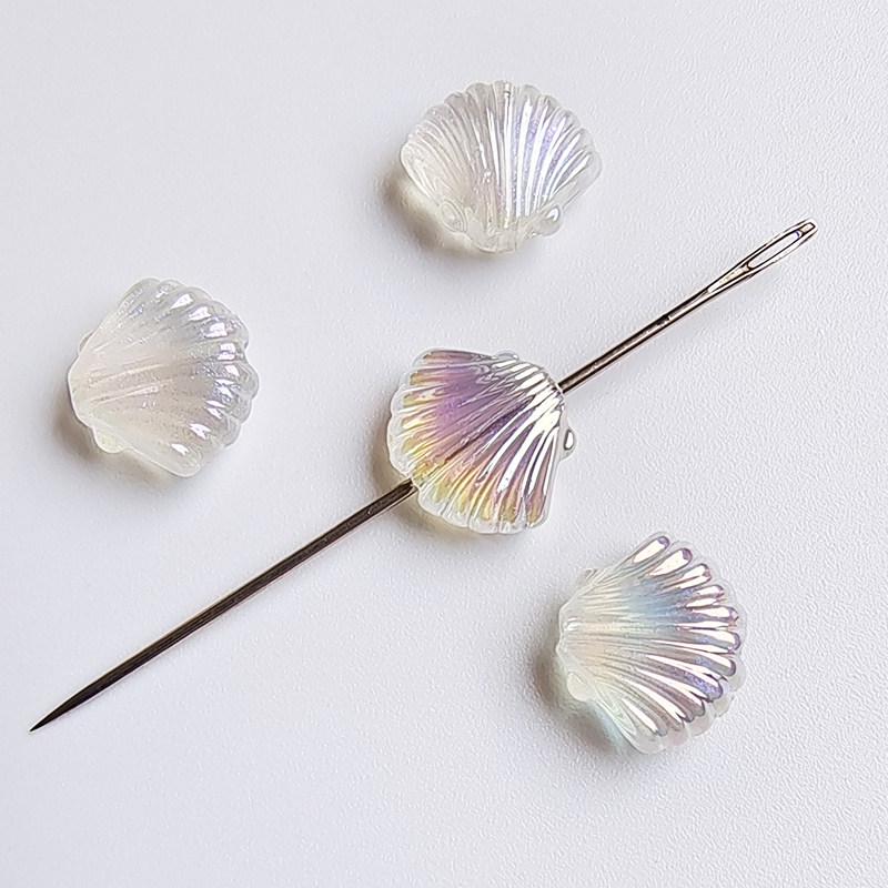 UVAB Blue Transparent Small Shell Beads for DIY Jewelry