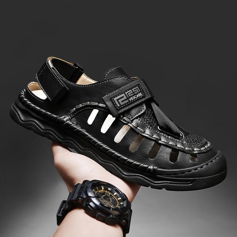 Fashion New Leisure Walk Men's Sandals Durable Handmade Stitching Beach Shoes Quick Dry Wading Aqua Shoes Non Slip Outdoor Male Sandaly