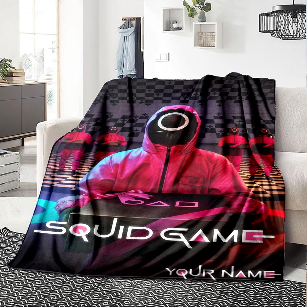 Name Custom Squid game Print Flannel Blanket High Quality Warm Comfortable Cover for All Seasons Perfect for Gifts Home Decor
