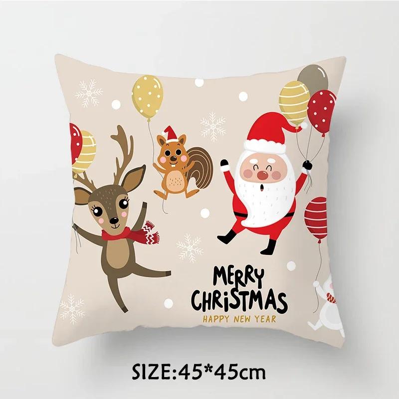 Christmas Pillowcase  Tree Santa Claus Elk Cushion Cover Merry  Home Happy New Year Gift