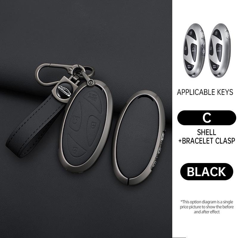Auto Zinc Alloy Smart Control Key Fob Cover Mount Case Bag Fit For Hyundai Grandeur Gn7 Kona Sx2 Ev Ioniq6 Grand Prix 5/7 Bottons