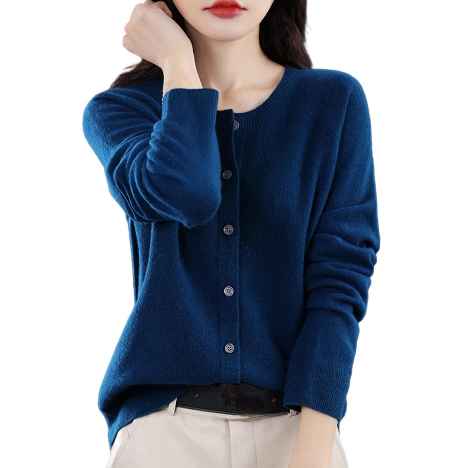 Women s Warm Wool Knitted Winter Cardigan With Artificial Wool And High Collar XL тёмно-синий