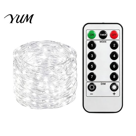 Decorative Wedding Party Lights Copper Wire Fairy with Remote, 8 Modes 10-Level Dimming Timer, Waterproof Versatile Backyard Accent Battery