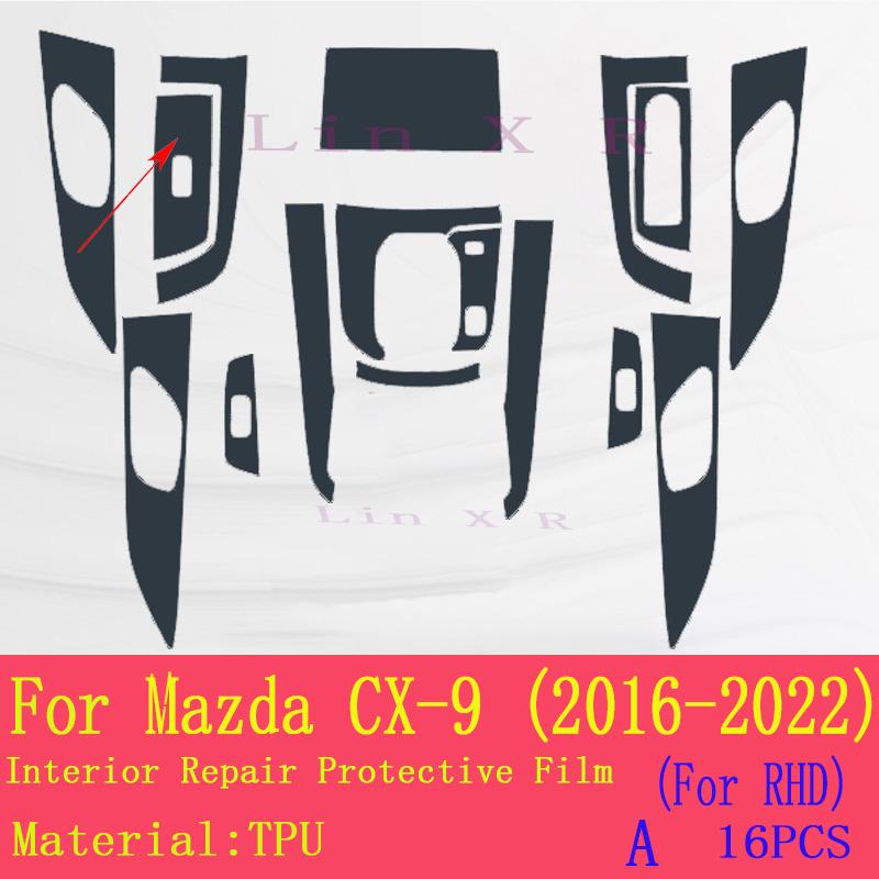 TPU Car Interior Protective Film Anti-Scratch Repair Sticker For Mazda CX9 2016- Navigation Center Console Gear Panel Scree