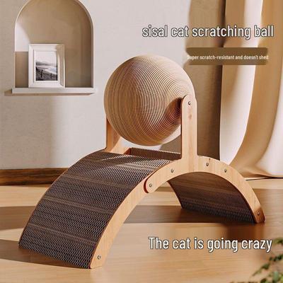 Extra Large Wear-Resistant Cat Scratching Post with Ferris Wheel Ball for Self-Play Entertainment