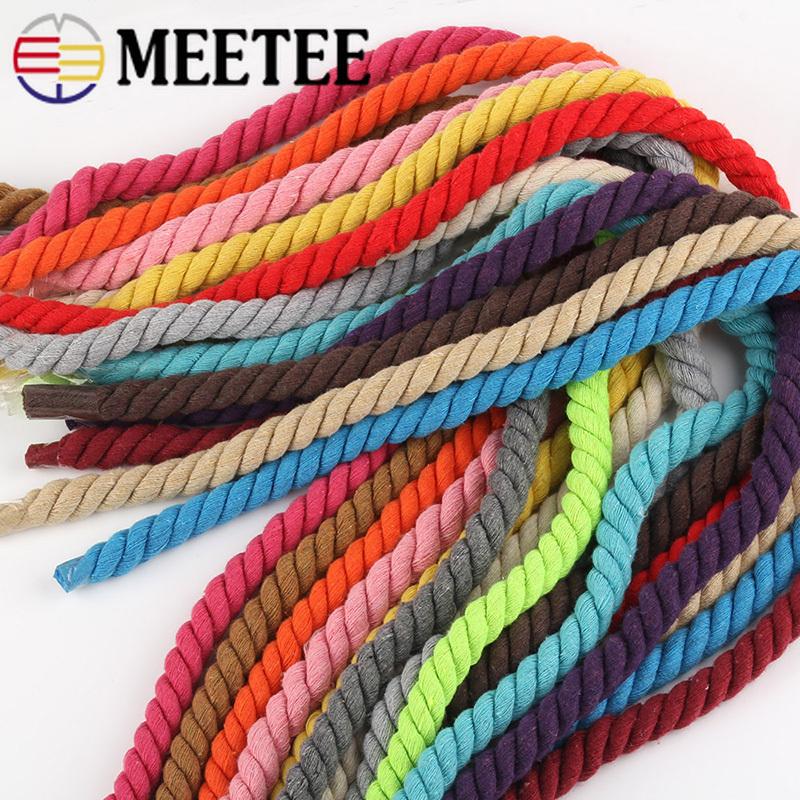 Meetee 10 Metre 5/8/10/12/20mm Renkli Pamuk Halat Üç telli Bükülmüş Makrome Kordon Ev Dekorasyon Halat Dikiş
