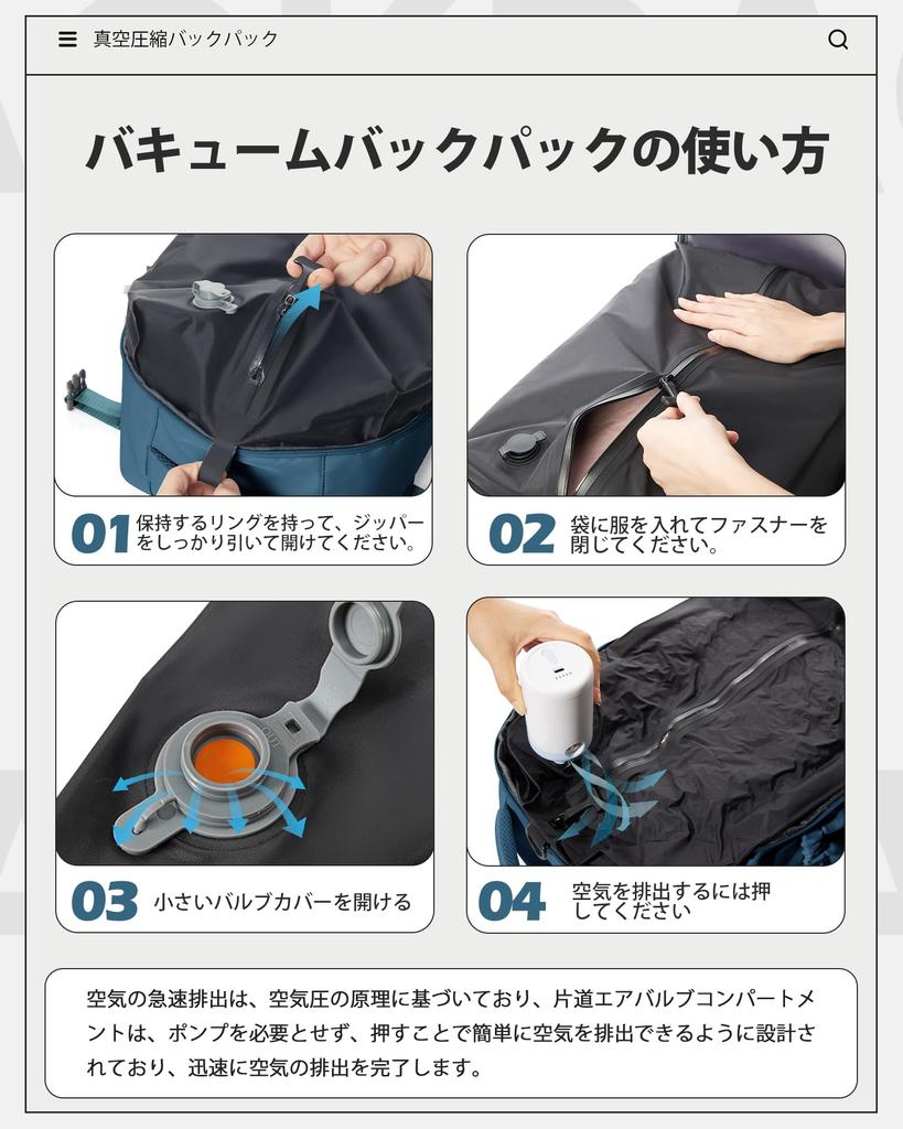 CADOLIM Travel Large Capacity Business Vacuum Backpack with Vacuum Compression Unisex Large Vacuum Flight Daily Leisure Travel Men's Backpack, 30L,