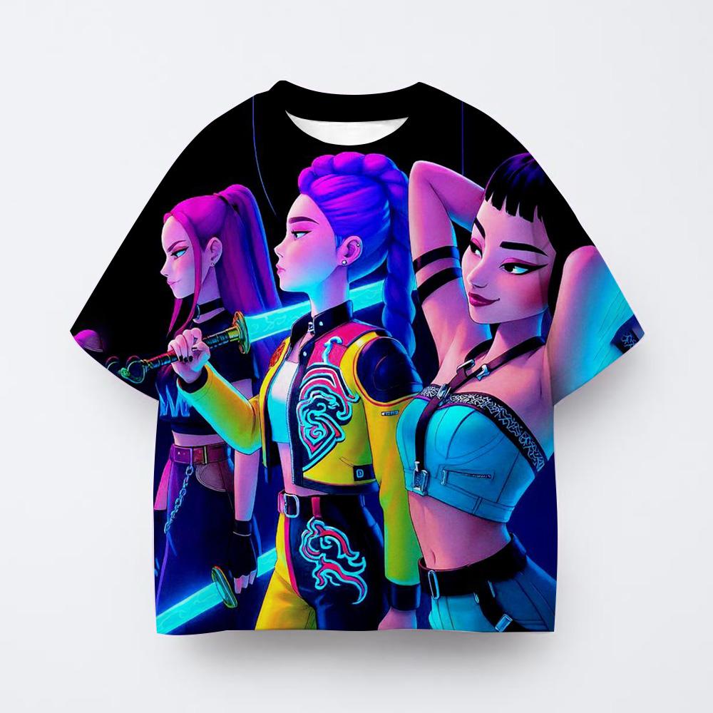 T-shirt Summer Youth Casual Short Sleeve Sports Cartoon Print Fashion T-Shirt Girls Clothing